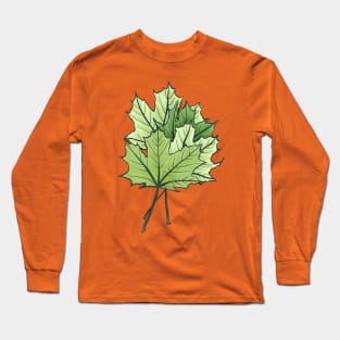Green Maple Leaves Long Sleeve T-Shirt